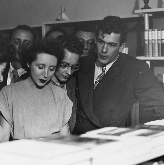 George Leite and Anaïs Nin at Daliel's Bookstore in Berkeley, CA, 1946.