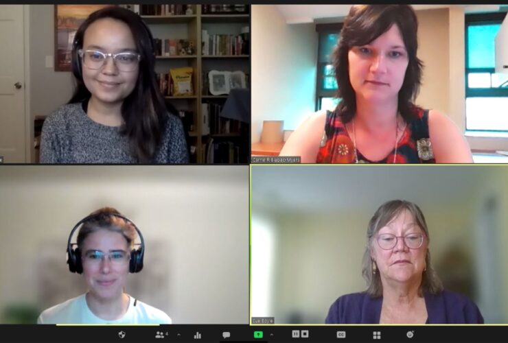 Jennifer Embree, Carrie Blabac-Myers, Neyda Gilman and Susan Boyle meeting via Zoom July 29th 2021