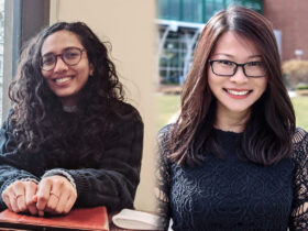 Shruti Jain, a PhD student in English, and Le Li, a doctoral student in the Translation Research and Instruction Program