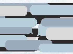 Various sized texting bubbles in shades of blue and black