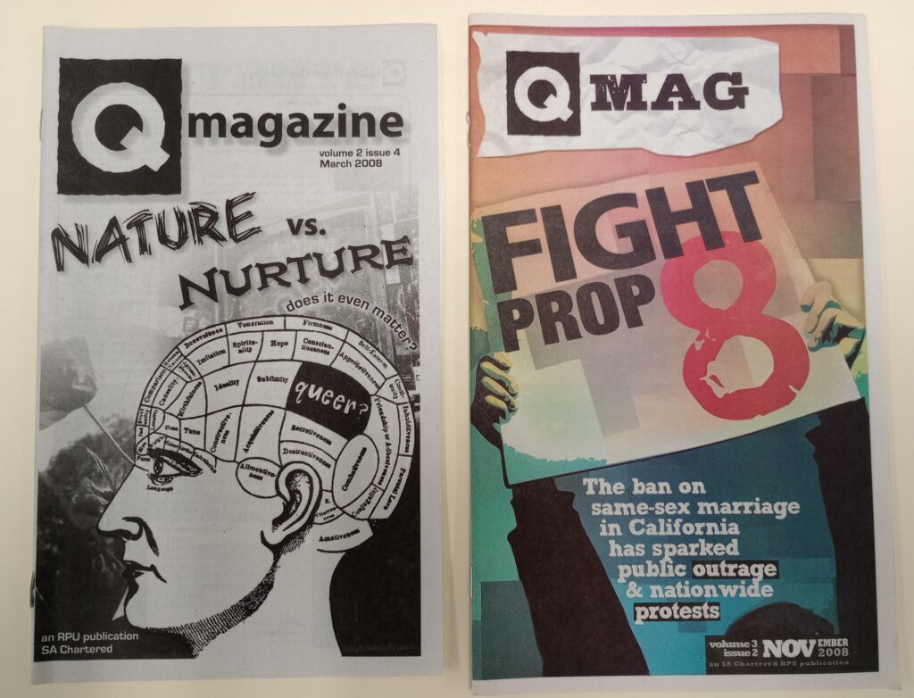 Covers of two issues of QMag