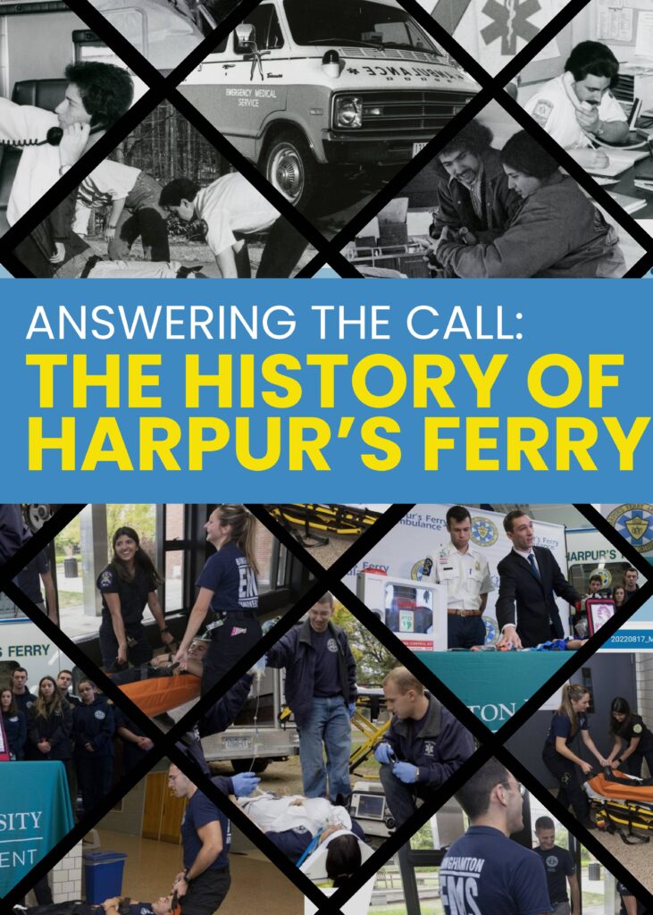 Poster for Harpur's Ferry exhibit featuring photos of volunteers.