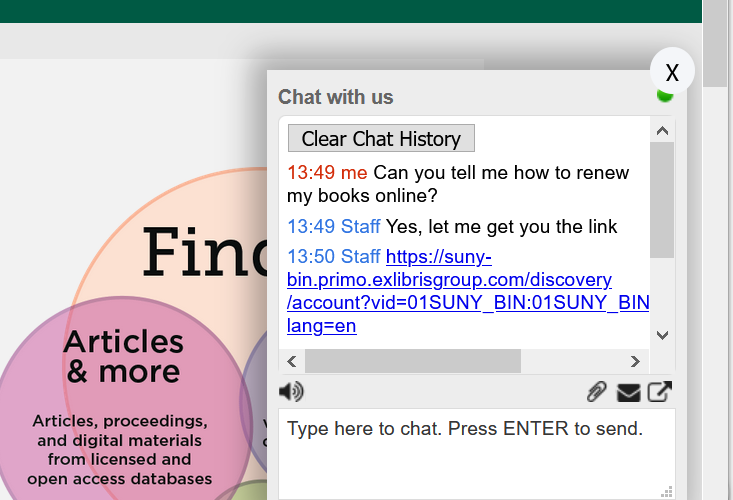 Screenshot of the new chat box in our Find It! tool