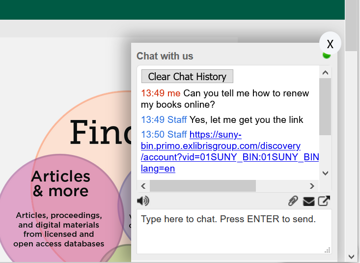 Screenshot of the new chat box in our Find It! tool