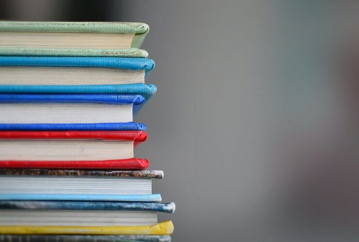 Stack of books with different color covers
