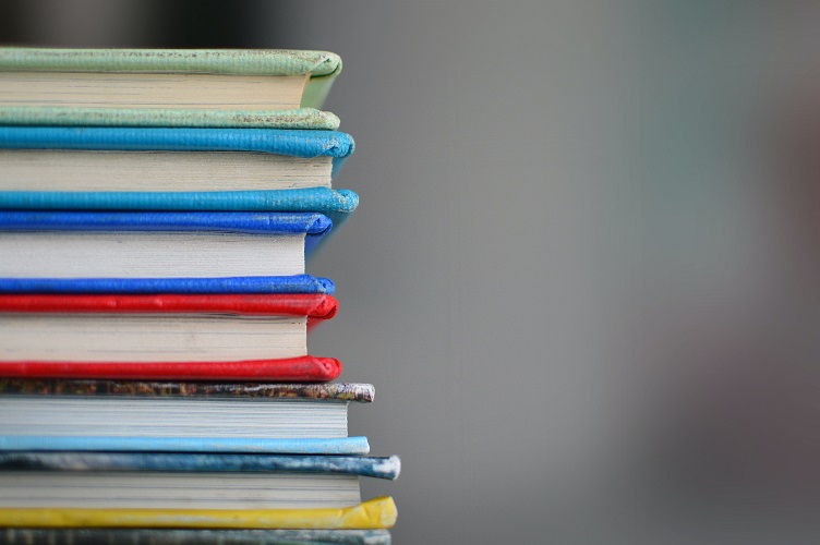 Stack of books with different color covers