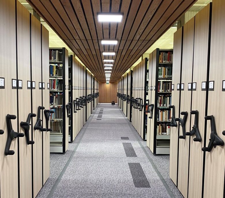 Compact shelving in the Science Library ground floor