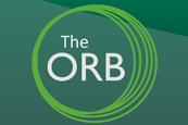 Dark green background with light green overlapping circles. Text in the middle of the circles that reads "The ORB"