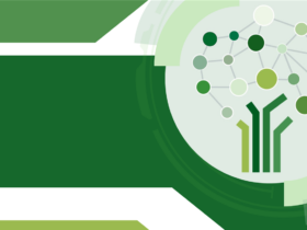 Digital Humanities Research Institute poster featuring an abstract illustration of a tree made up of various green stripes and circles.