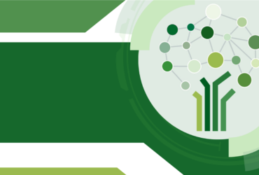 Digital Humanities Research Institute poster featuring an abstract illustration of a tree made up of various green stripes and circles.