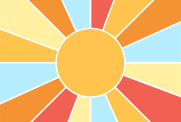 sunburst graphic with different colored sunbeams