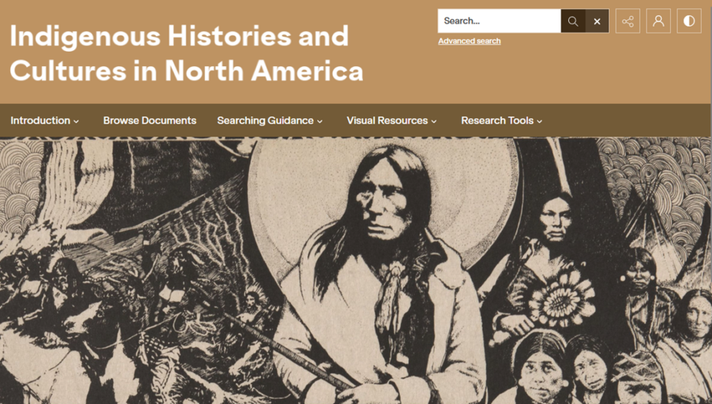 Screenshot of Indigenous Histories and Cultures in North America, part of AM Digital Collections