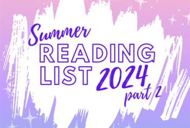 abstract white scribble lines on a pink and purple ombre background. Text that reads: Summer Reading List 2024 part 2