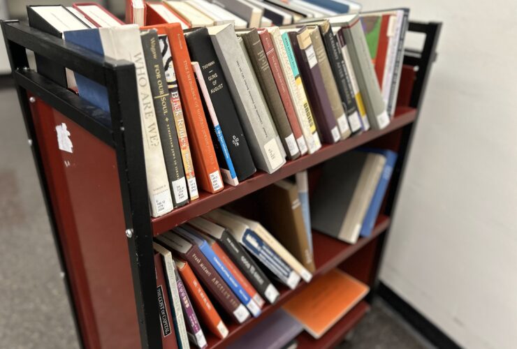 photo of books on a book cart