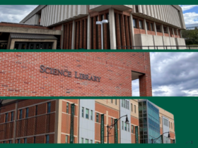 three photos of Bartle, Science and University Downtown Center Libraries