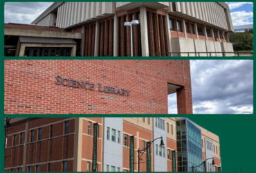 three photos of Bartle, Science and University Downtown Center Libraries