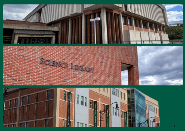 three photos of Bartle, Science and University Downtown Center Libraries
