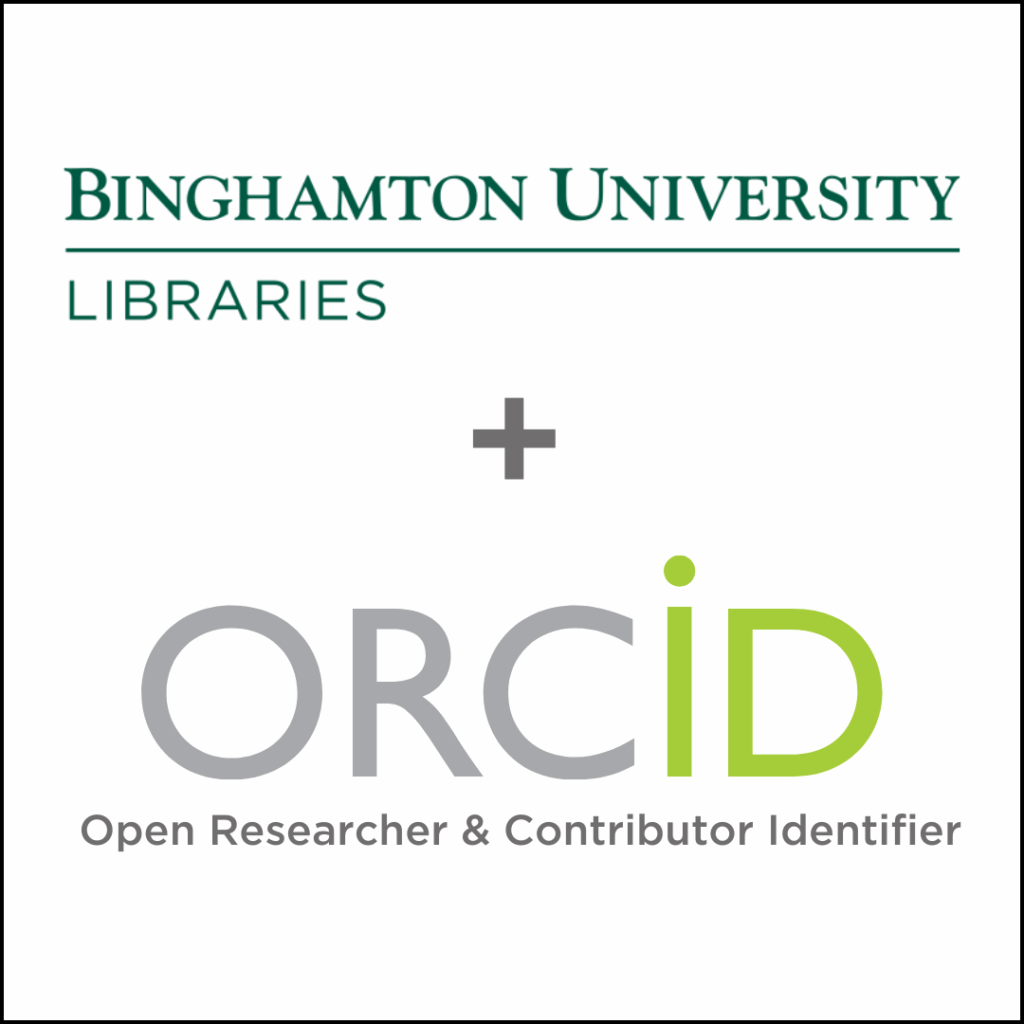 Binghamton University Libraries logo and the ORCiD logo with a "+" between them.