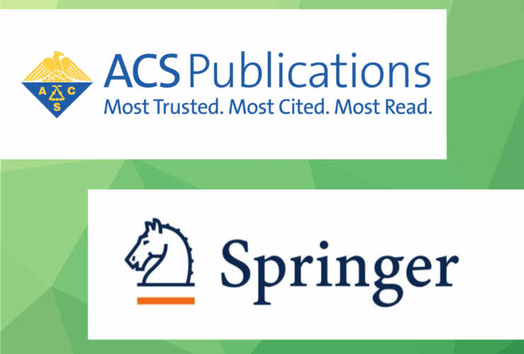 abstract green background with ACS Publications and Springer Publishing Logos displayed.