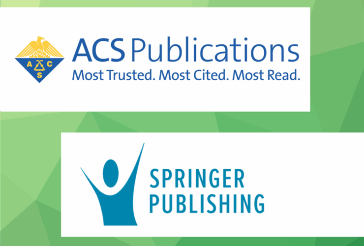 abstract green background with ACS Publications and Springer Publishing Logos displayed.