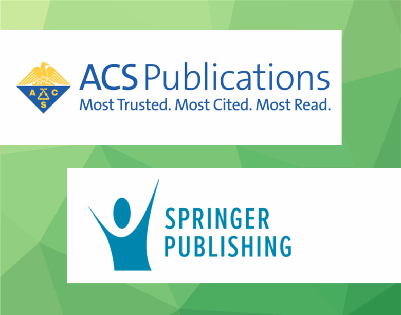 abstract green background with ACS Publications and Springer Publishing Logos displayed.